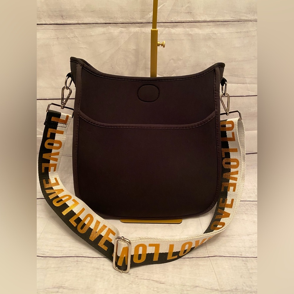 Authentic Ah-Dorned Black Neoprene Shoulder/Crossbody Bag